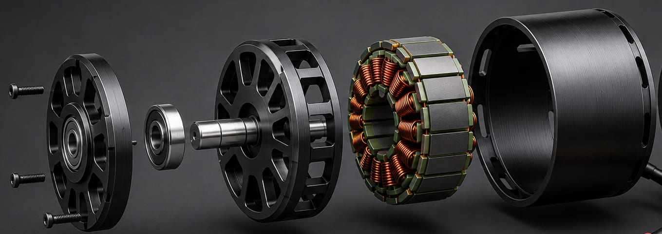 Motore brushless Veleco Faster, vista esplosa